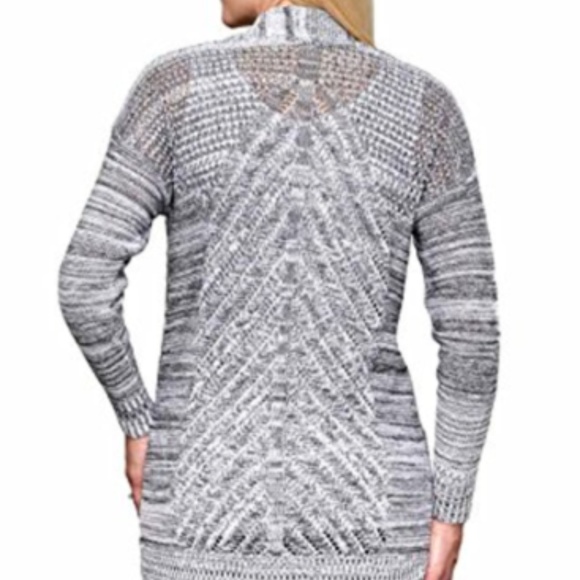 Leo & Nicole Open Front Marled Pointelle Cardigan Size S / M NWT - Picture 6 of 8